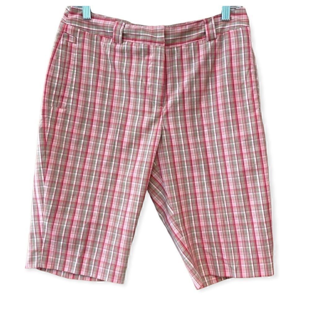 Sport Haley Sz 6 Pink Plaid Golf Athleisure Sporty Tennis Bermuda Summer Shorts